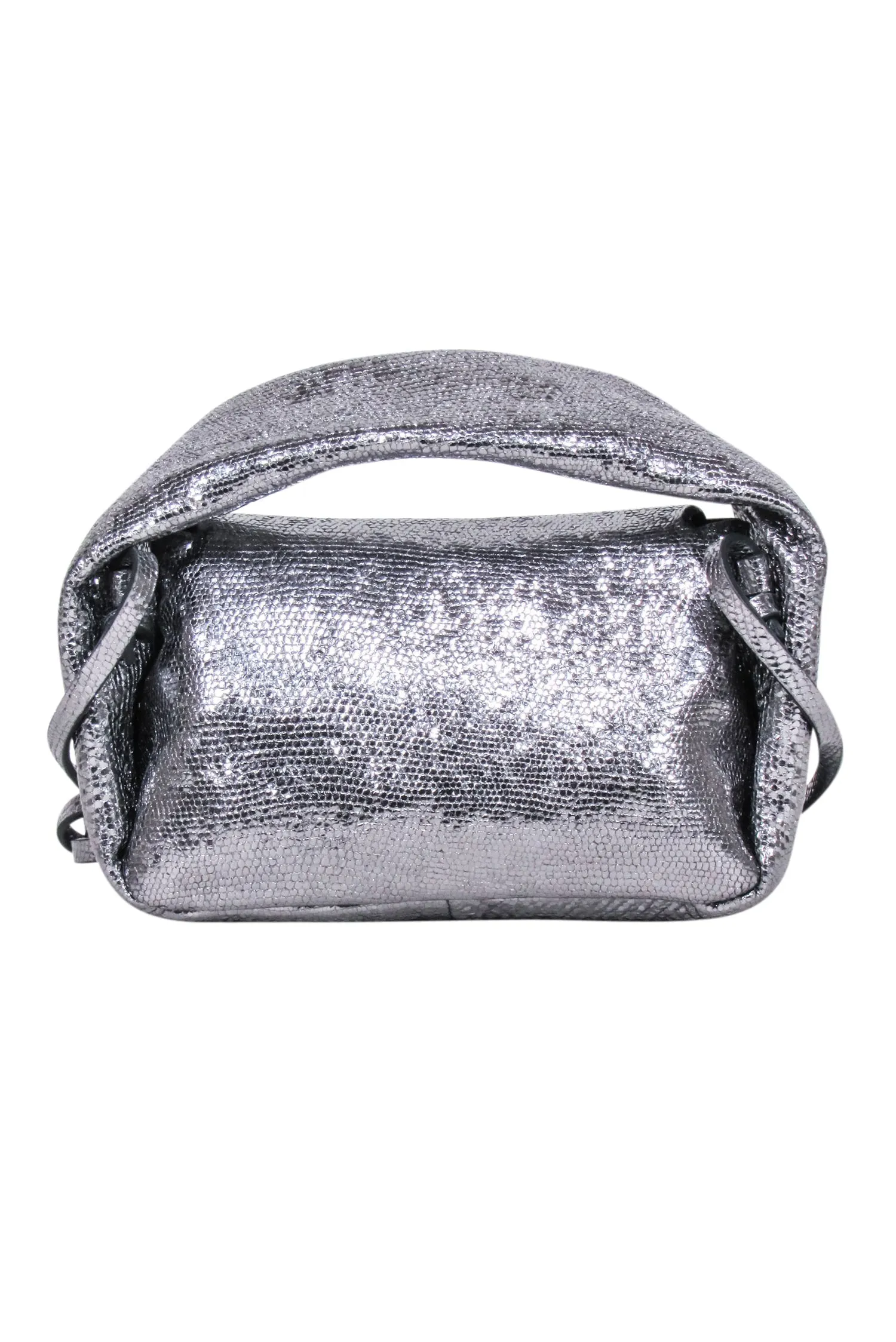 Demellier London - Silver Metallic Sheepskin Leather Mini Bag