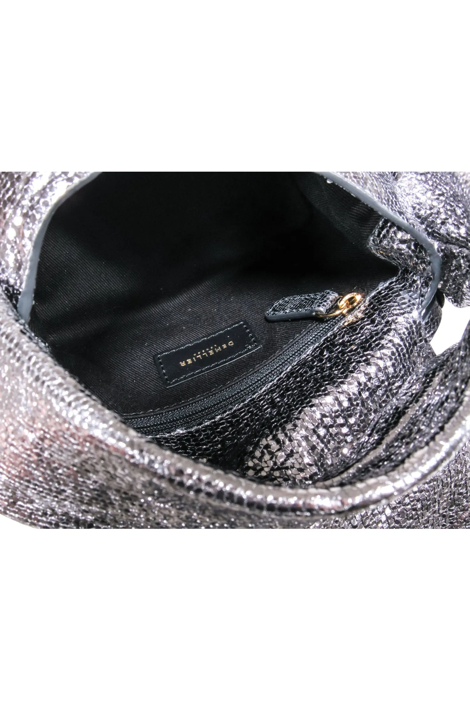 Demellier London - Silver Metallic Sheepskin Leather Mini Bag