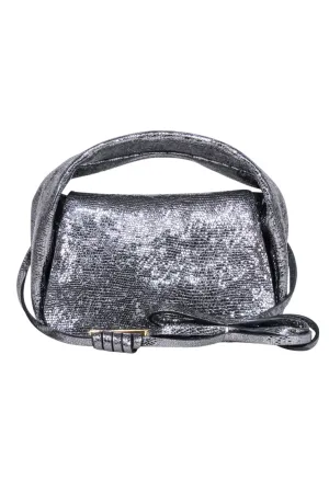 Demellier London - Silver Metallic Sheepskin Leather Mini Bag