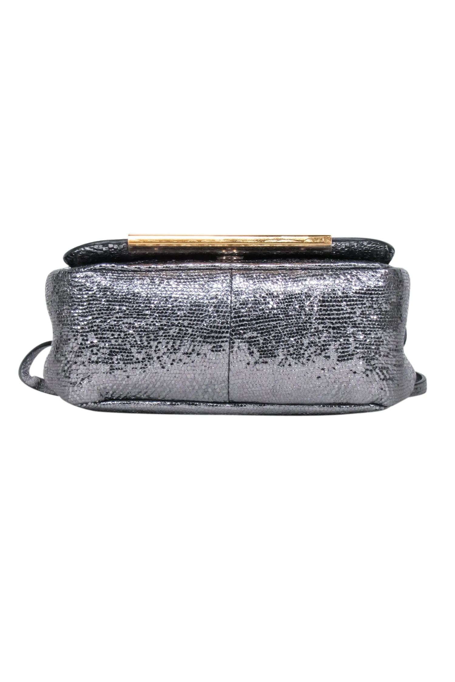 Demellier London - Silver Metallic Sheepskin Leather Mini Bag