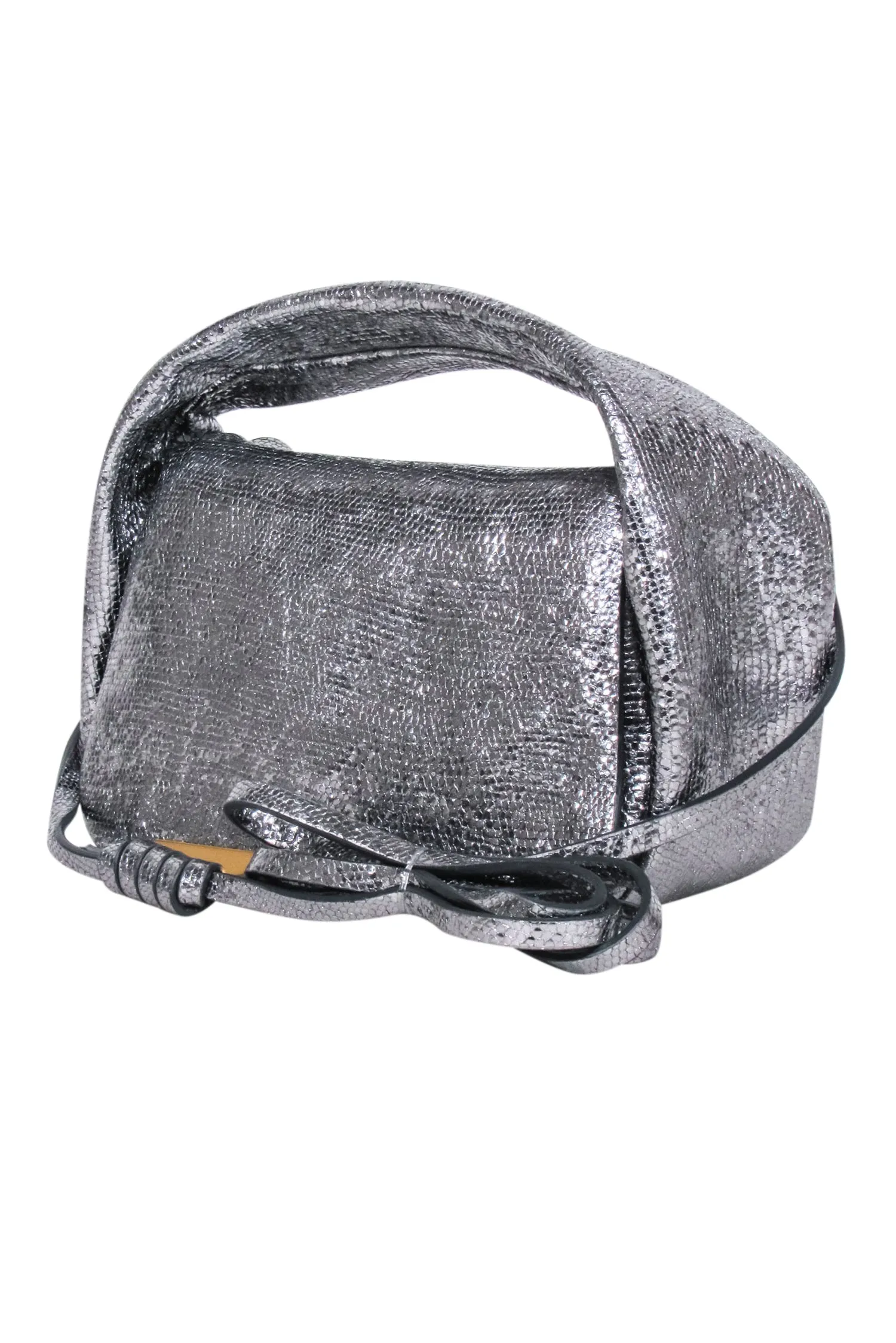 Demellier London - Silver Metallic Sheepskin Leather Mini Bag