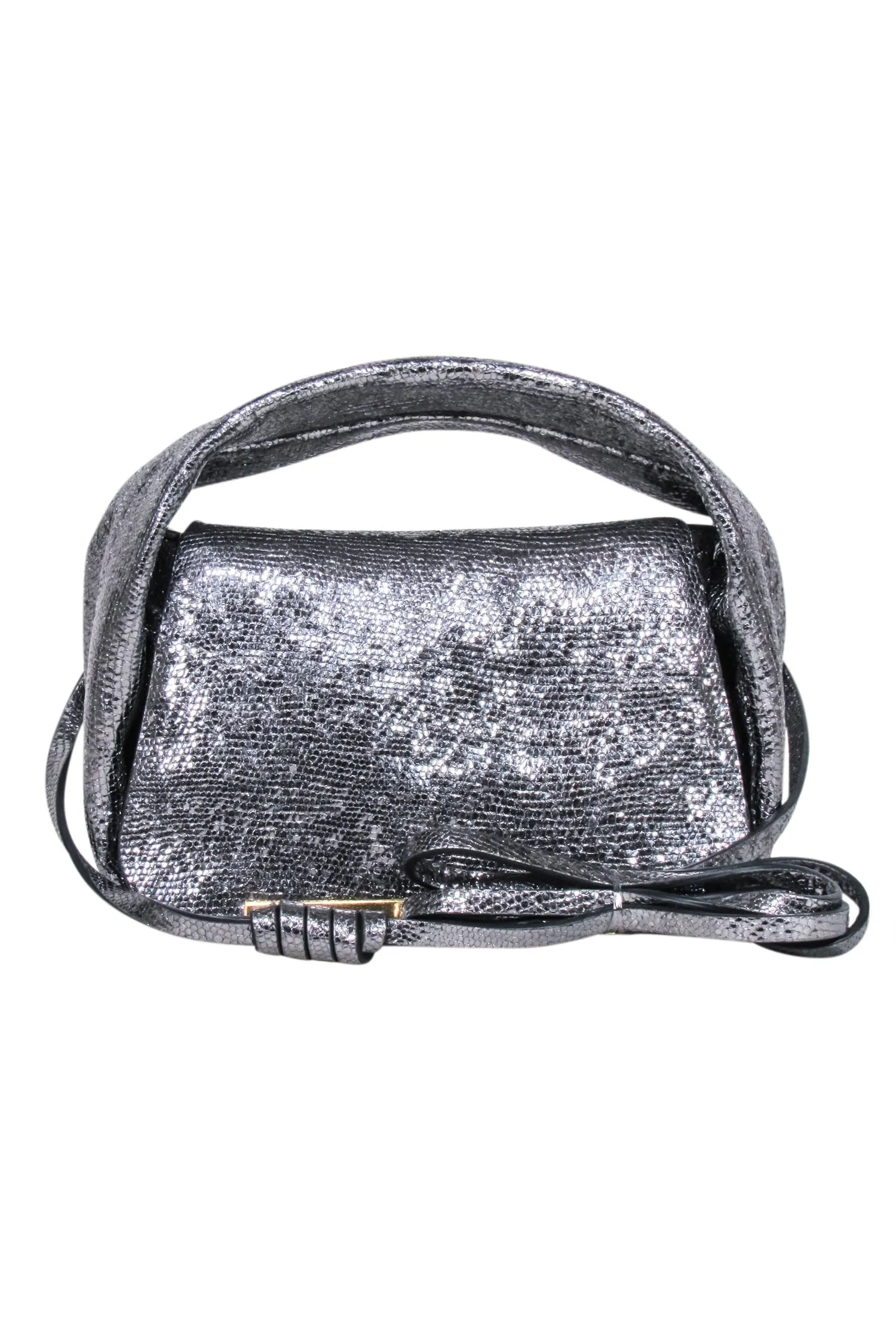 Demellier London - Silver Metallic Sheepskin Leather Mini Bag
