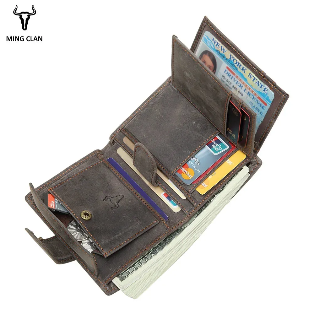 Designer Leather Wallet for Men: RFID Protection, Coin Purse, Flip ID, Credit Card Holder, and Hidden Pocket