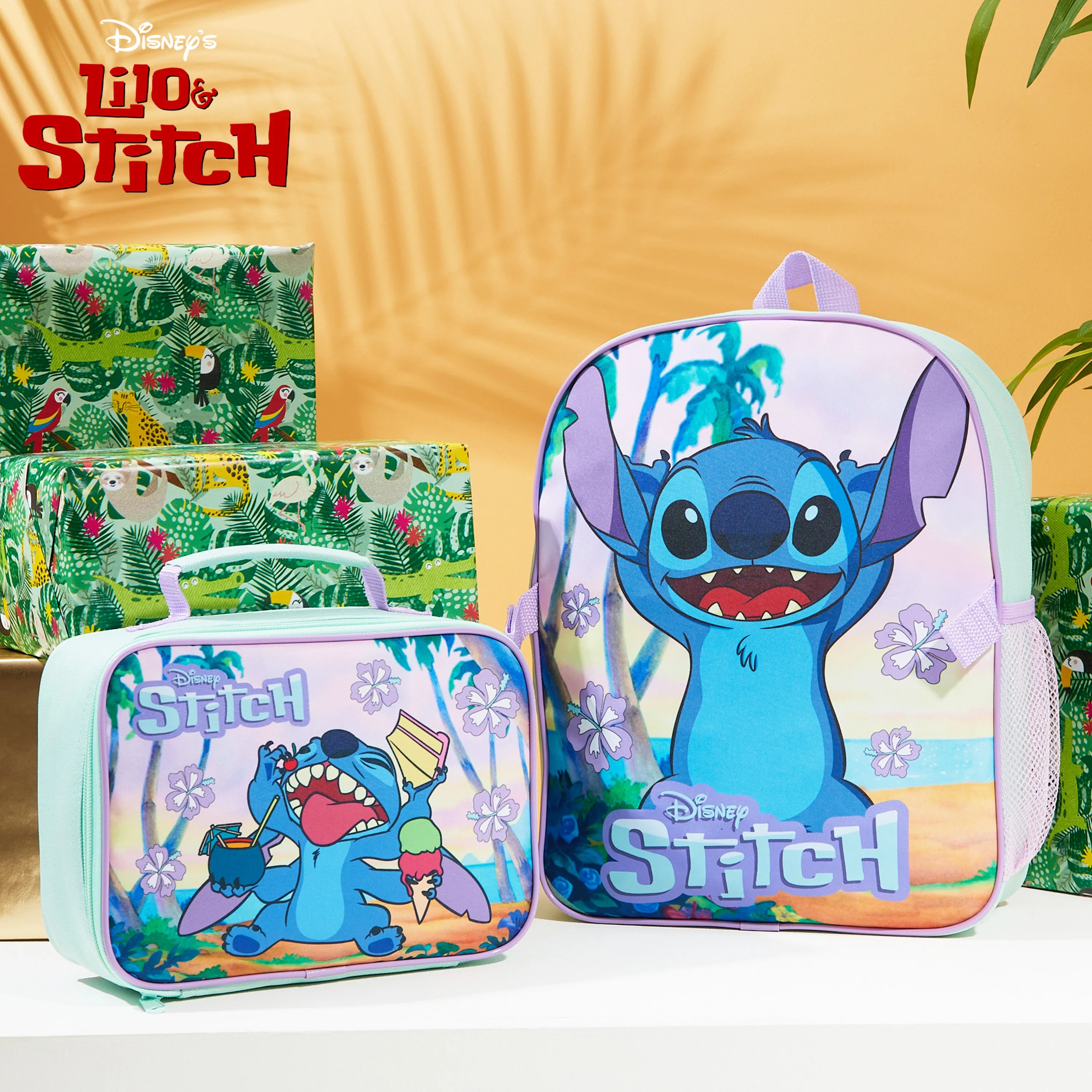 Disney Stitch School Bags for Girls with Detachable Lunch Bag