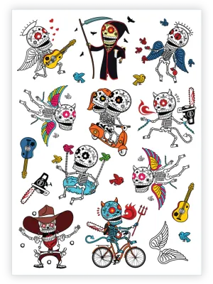 Ducky Street Skeletons Temporary Tattoos