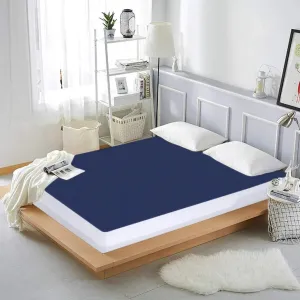 Dyed Terry Towel 100% Waterproof Fitted Mattress Protector In Blue Color