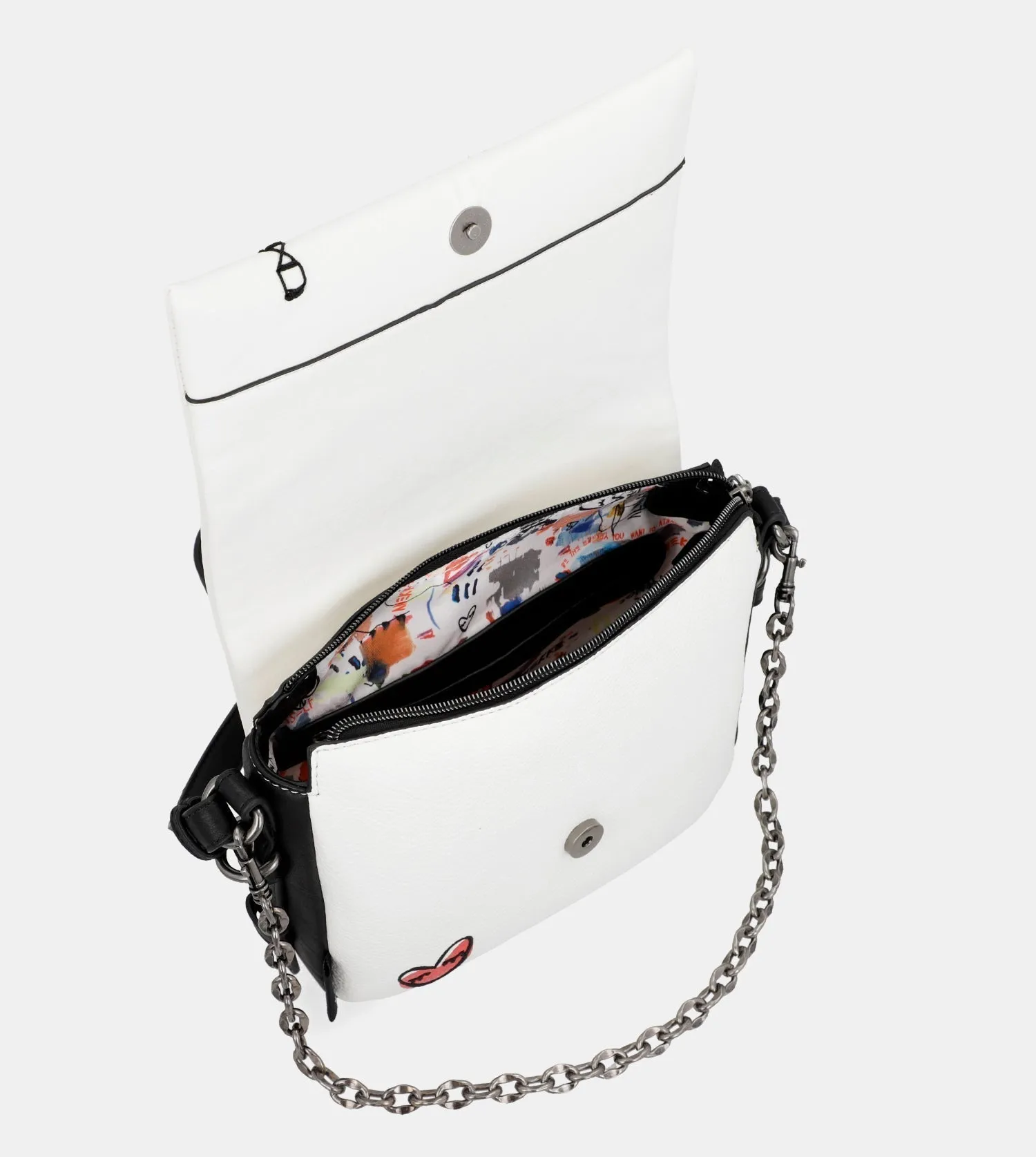 Energy white flap shoulder bag