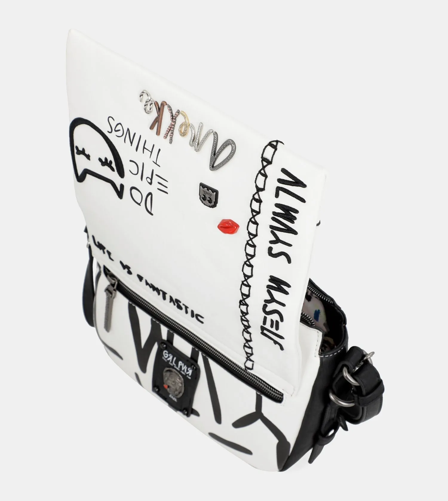 Energy white flap shoulder bag