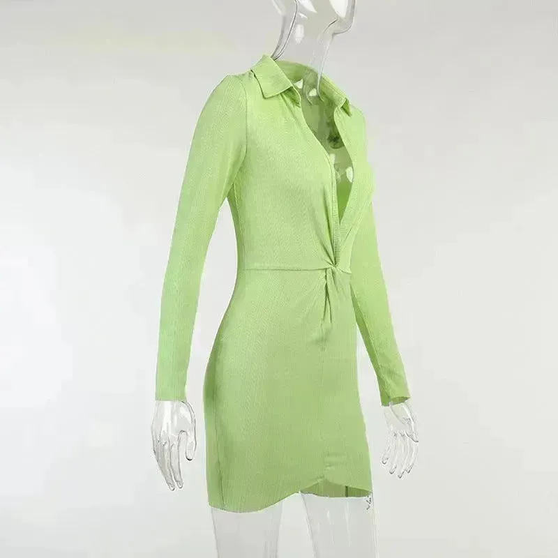 Fashionable Charming New L-neck Twisted Charming Tight-fitting Dress