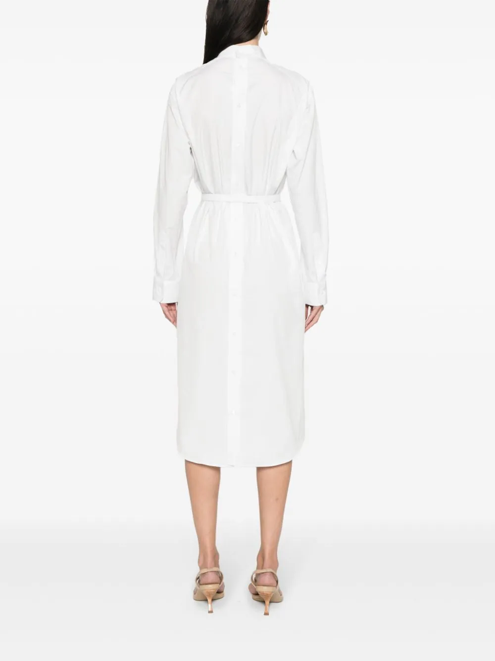 FENDI Cotton Shirtdress with Leather Belt and Pockets