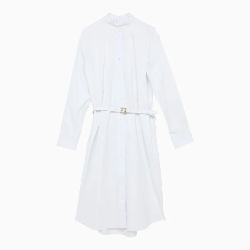 FENDI Cotton Shirtdress with Leather Belt and Pockets