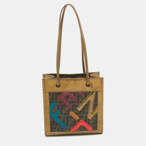 Fendi  Zucca Coated Canvas And Leather Mini Tote
