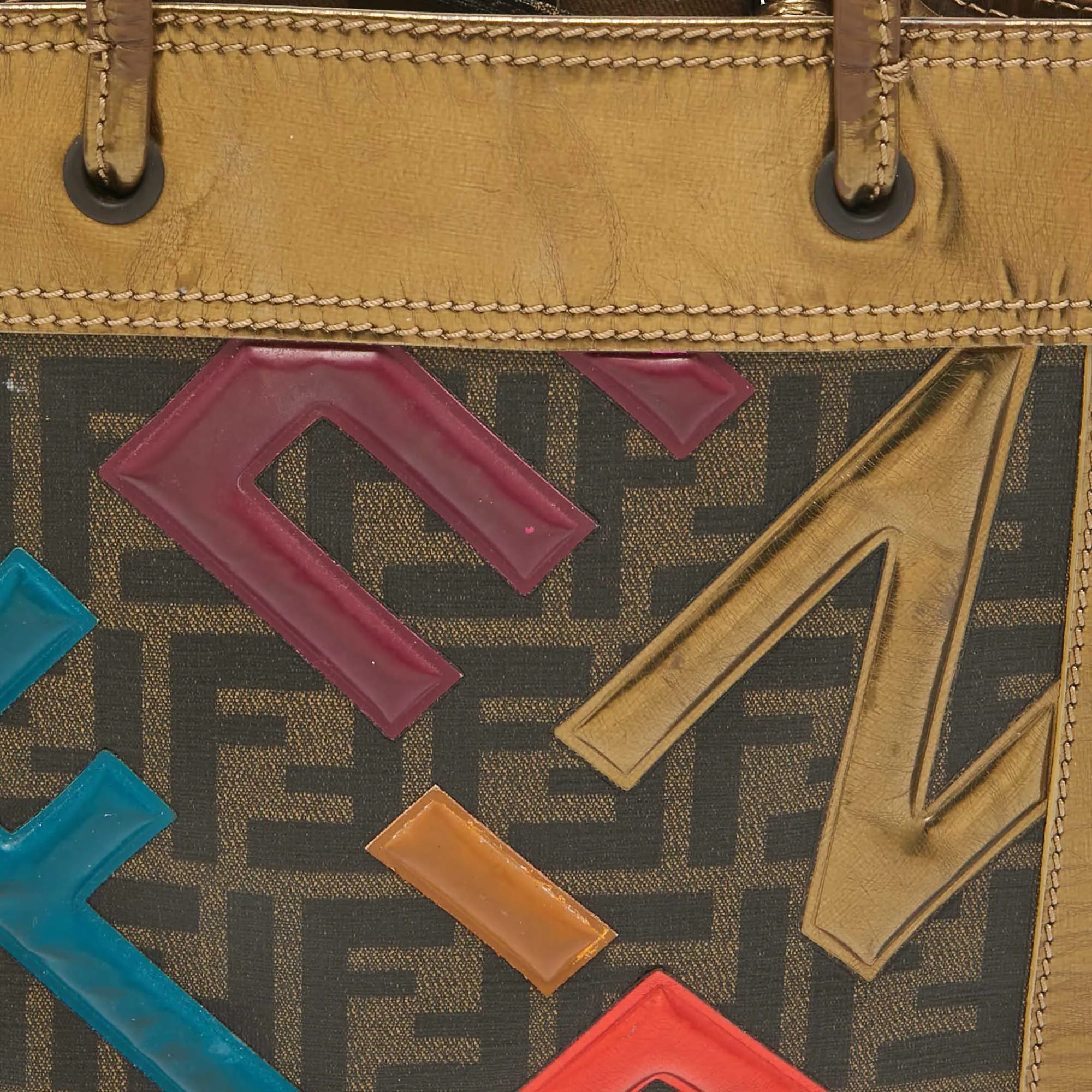 Fendi  Zucca Coated Canvas And Leather Mini Tote