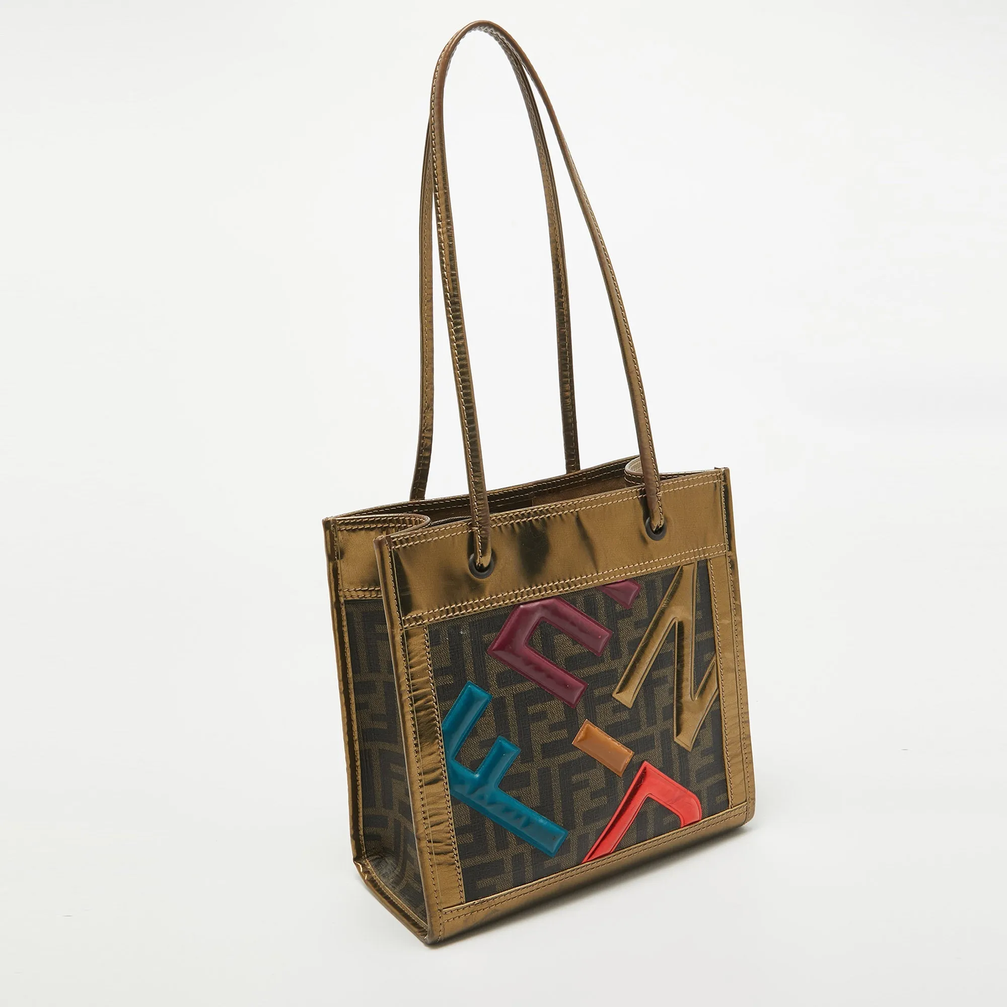 Fendi  Zucca Coated Canvas And Leather Mini Tote