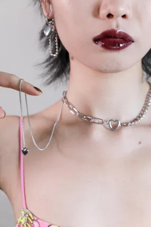 Fervooor Waterproof love heart chain choker necklace