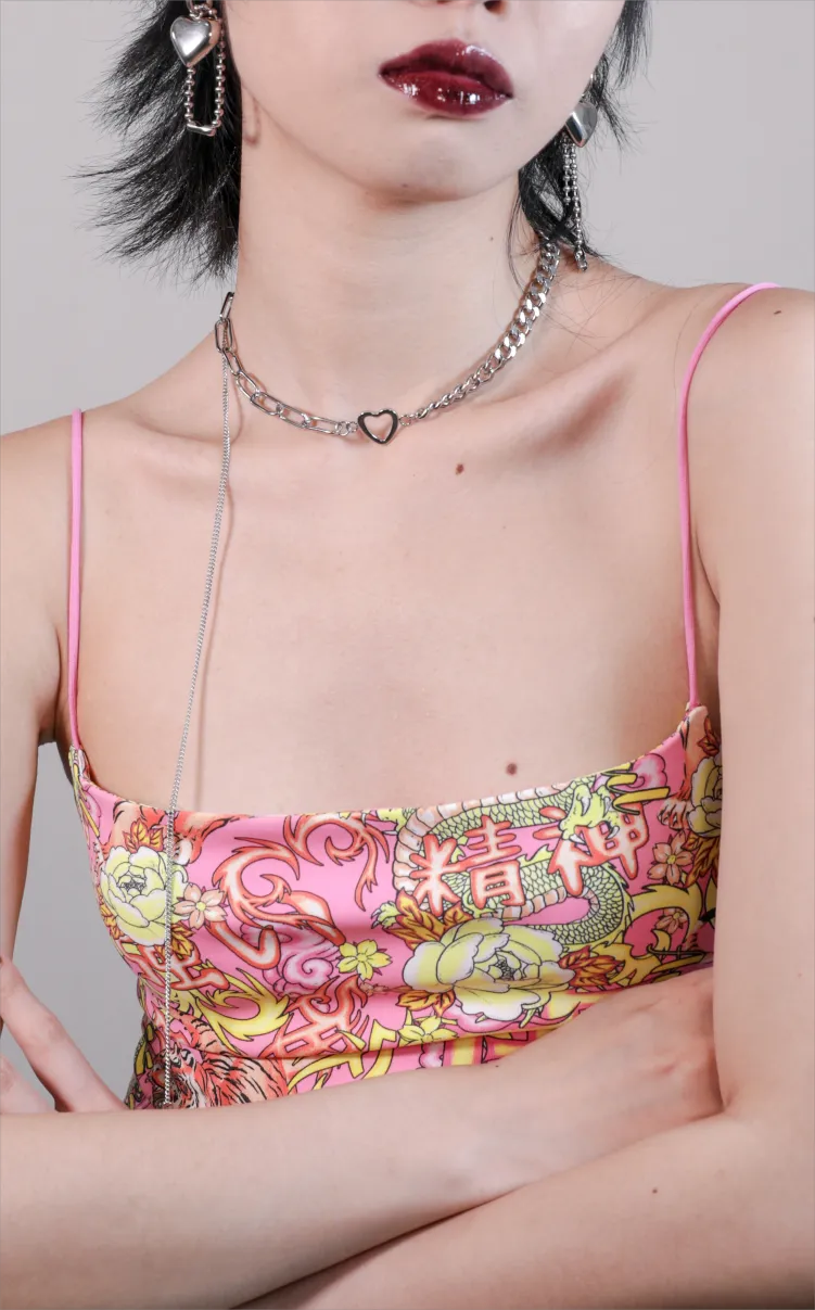 Fervooor Waterproof love heart chain choker necklace