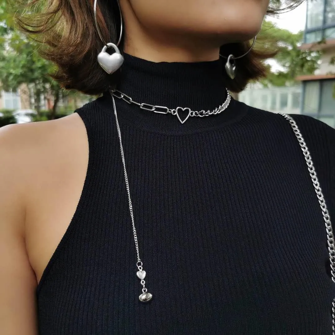 Fervooor Waterproof love heart chain choker necklace