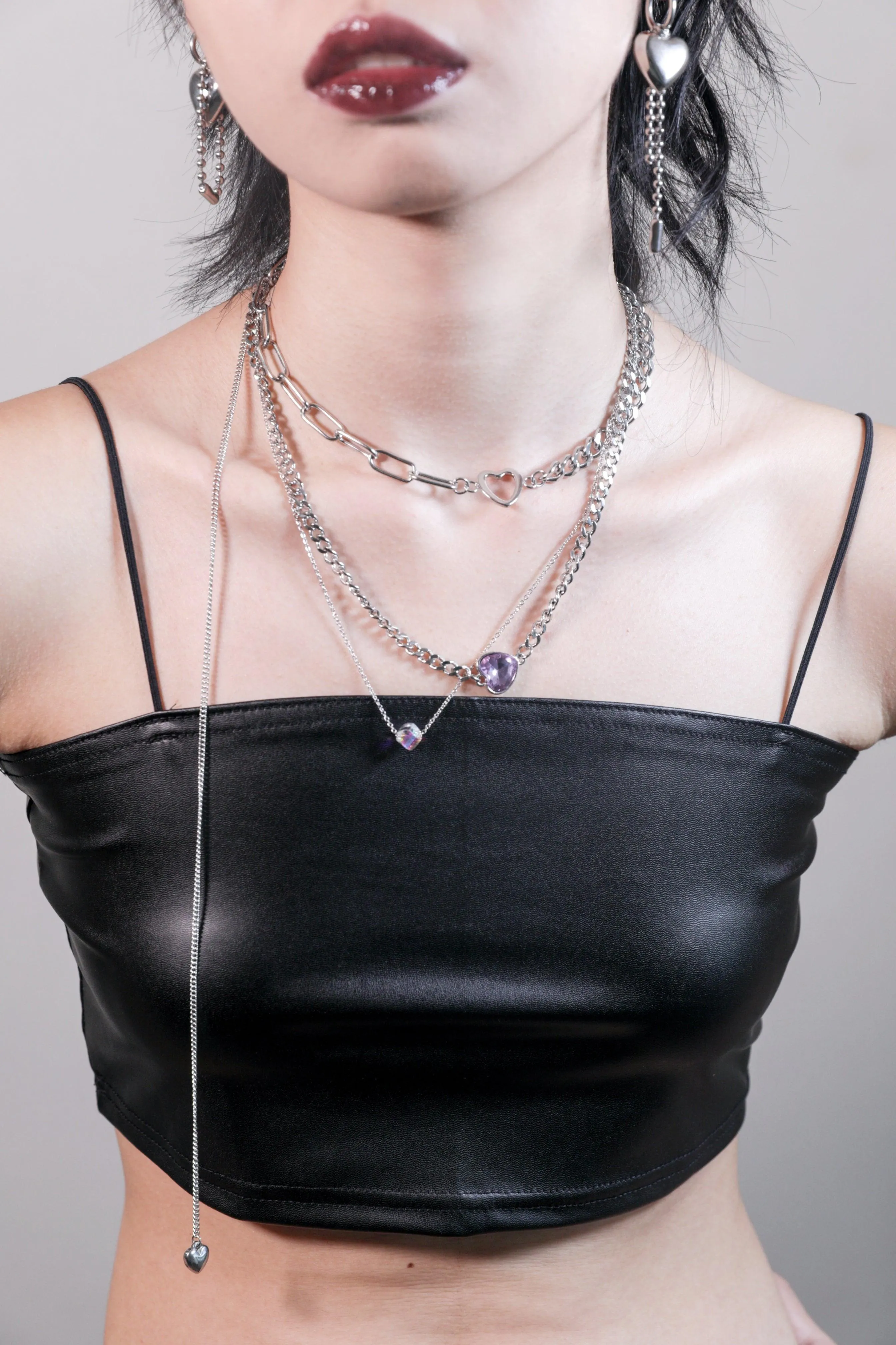 Fervooor Waterproof love heart chain choker necklace