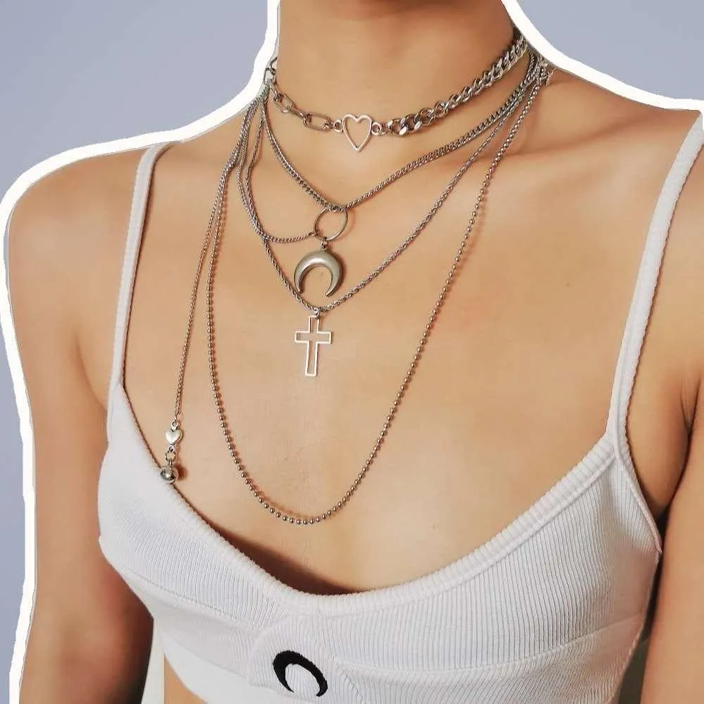 Fervooor Waterproof love heart chain choker necklace