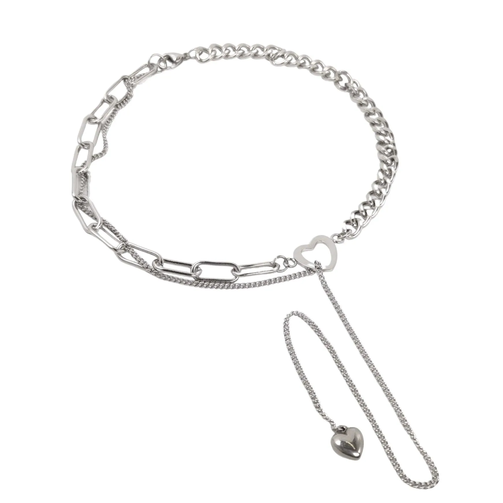 Fervooor Waterproof love heart chain choker necklace