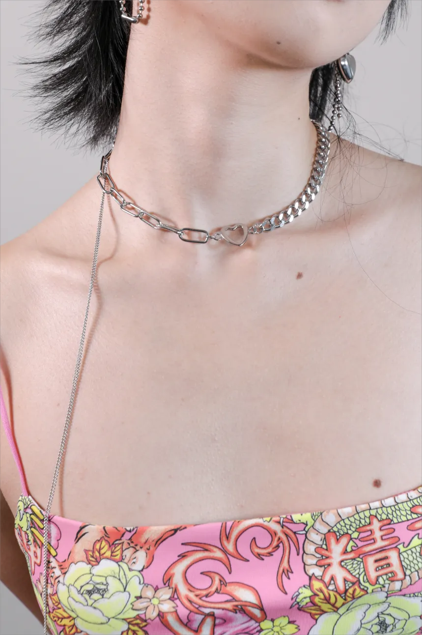 Fervooor Waterproof love heart chain choker necklace