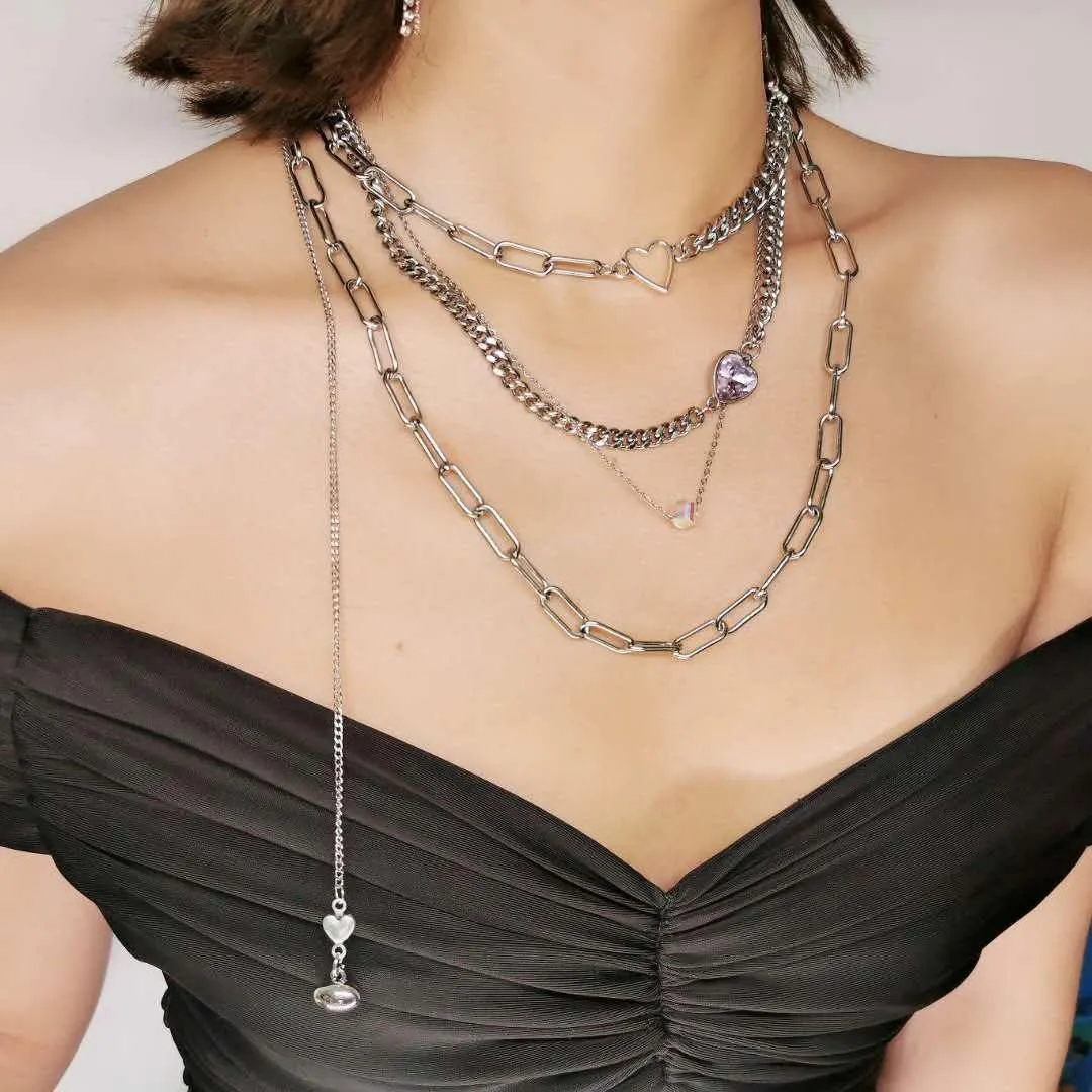 Fervooor Waterproof love heart chain choker necklace