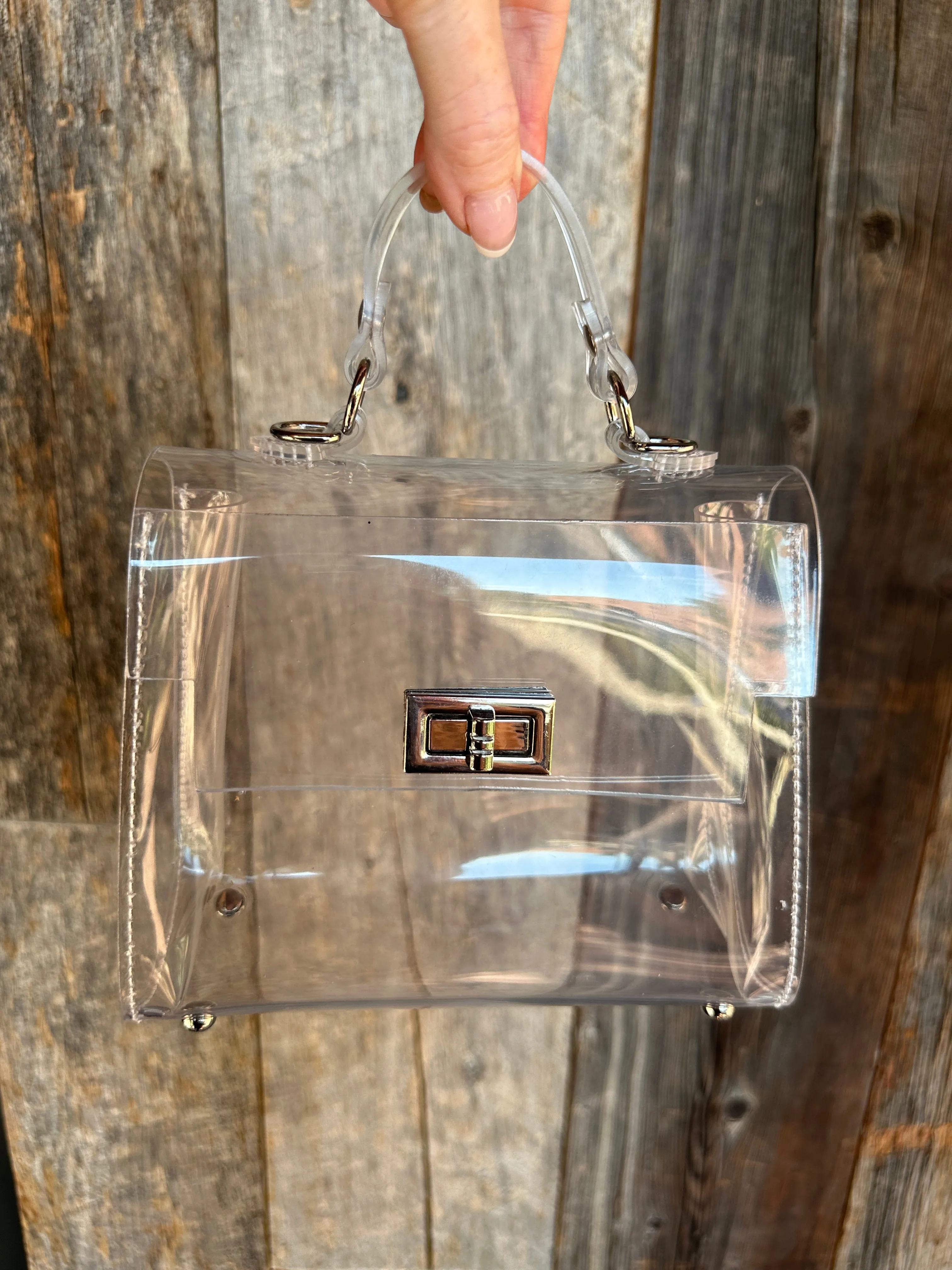 FINAL SALE!! Icon Top Handle Stadium Purse in Clear
