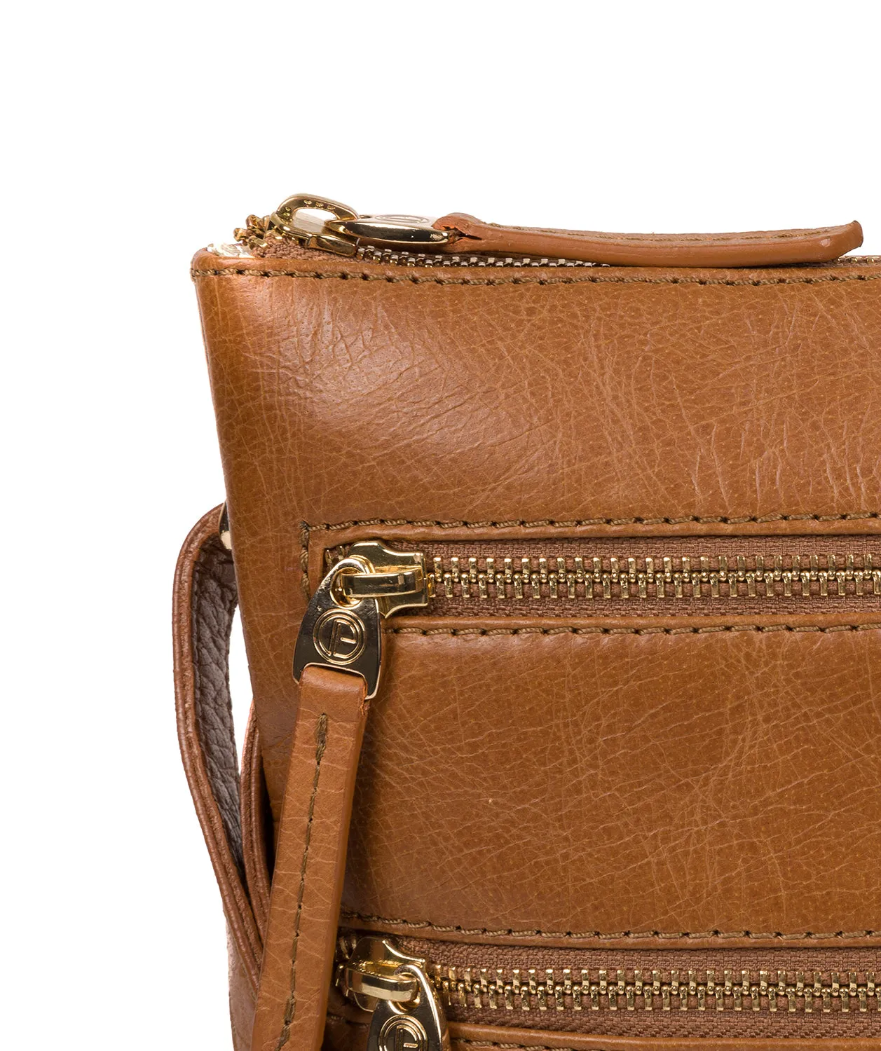'Gardenia' Saddle Tan Leather Cross Body Bag