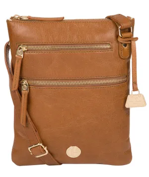 'Gardenia' Saddle Tan Leather Cross Body Bag