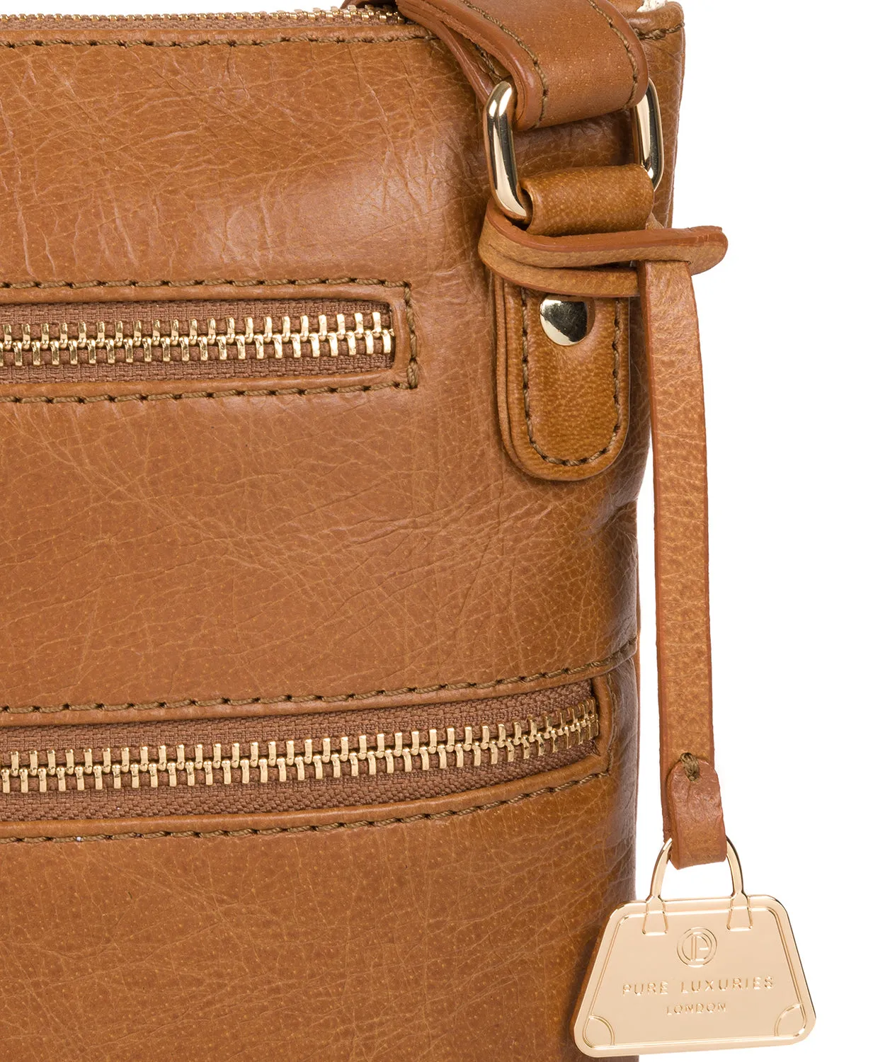 'Gardenia' Saddle Tan Leather Cross Body Bag