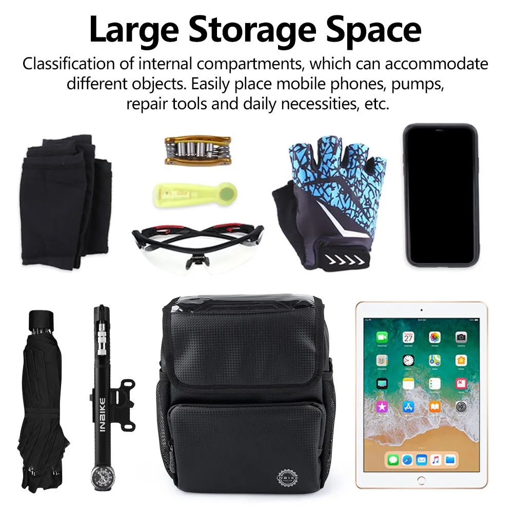 Handlebar Bag Bicycle Bags Frame Pannier Touchscreen Front Phone Bag Waterproof Shoulder Bag