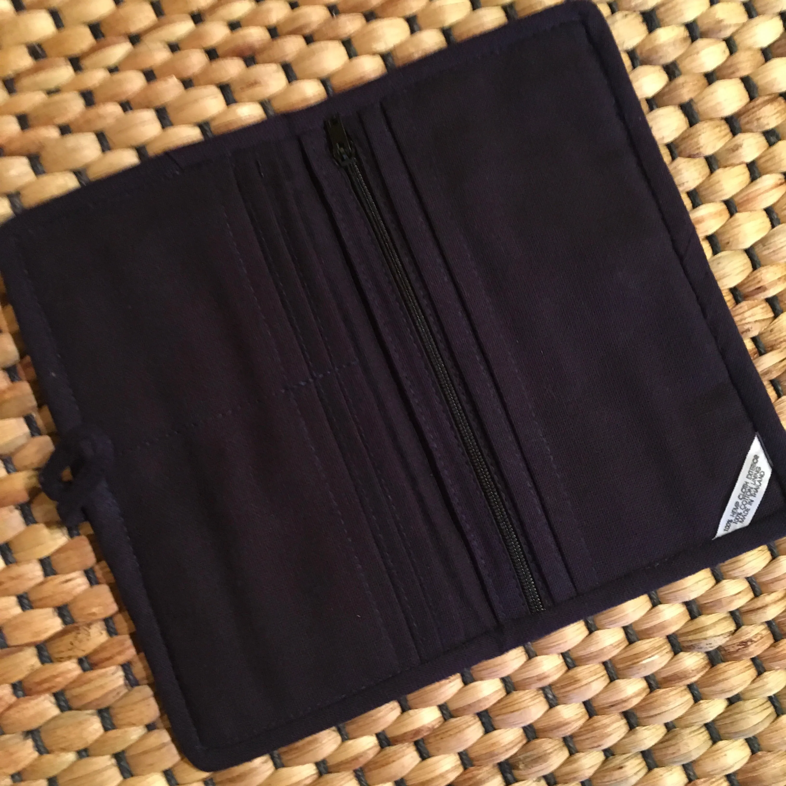Hmong Fabric Hemp Long Wallet | Dark Blue