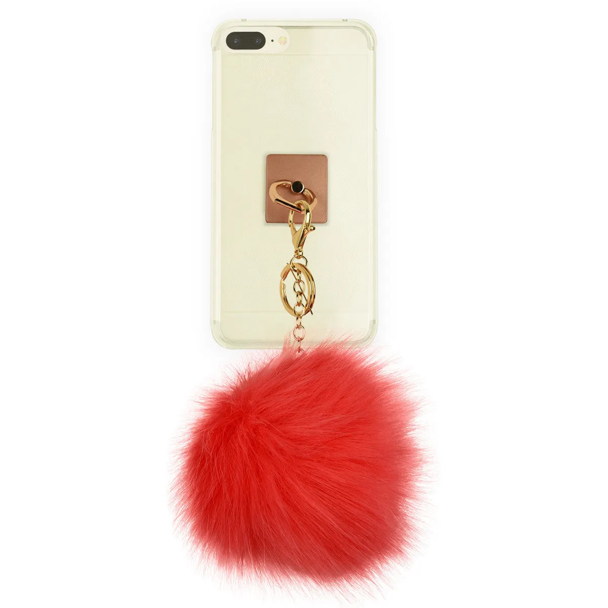 iOrigin Ring Grip/ Kick Stand   Furry Ball Keychain for Mobile Phones & Tablets