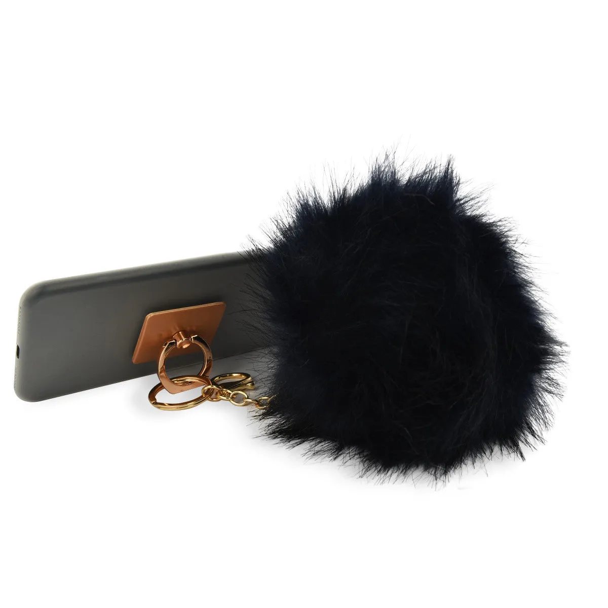 iOrigin Ring Grip/ Kick Stand   Furry Ball Keychain for Mobile Phones & Tablets