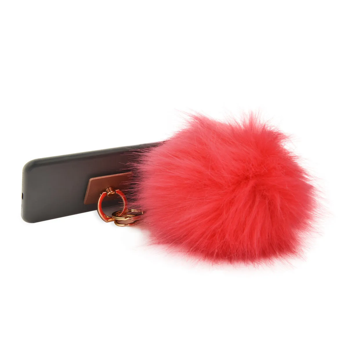 iOrigin Ring Grip/ Kick Stand   Furry Ball Keychain for Mobile Phones & Tablets