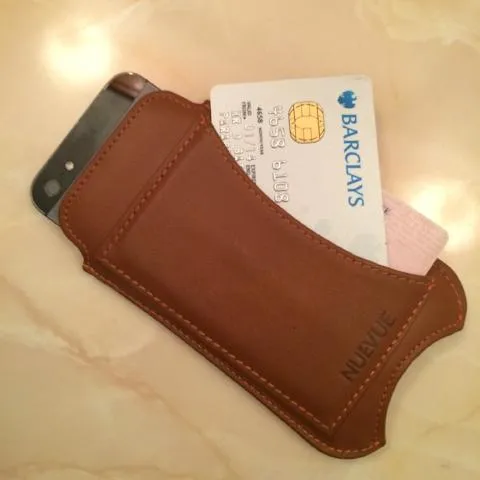 iPhone SE-1st Gen, 5 Wallet Case in Tan Leather | Screen Cleaning Cover with Sanitizing Lining