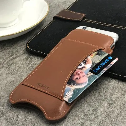 iPhone SE-1st Gen, 5 Wallet Case in Tan Leather | Screen Cleaning Cover with Sanitizing Lining