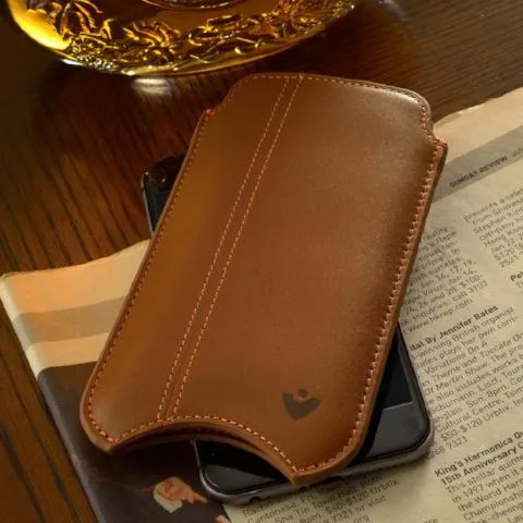 iPhone SE-1st Gen, 5 Wallet Case in Tan Leather | Screen Cleaning Cover with Sanitizing Lining