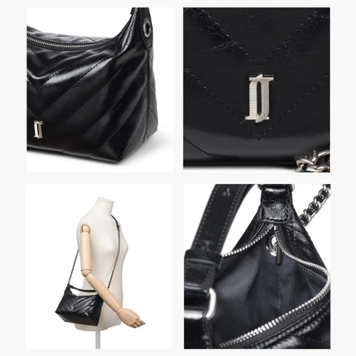 J.ESTINA ILLY SM Hobo Tote Shoulder Cross Bag Black / from Seoul, Korea