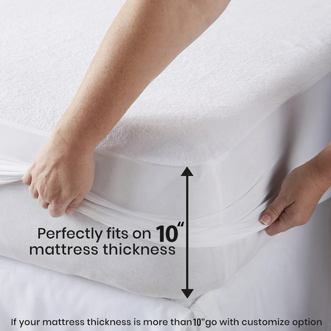 Jointless Recommended Premium & Export Quality Terry Cotton 100% Waterproof Fitted Style Mattress Protector- Maroon Color