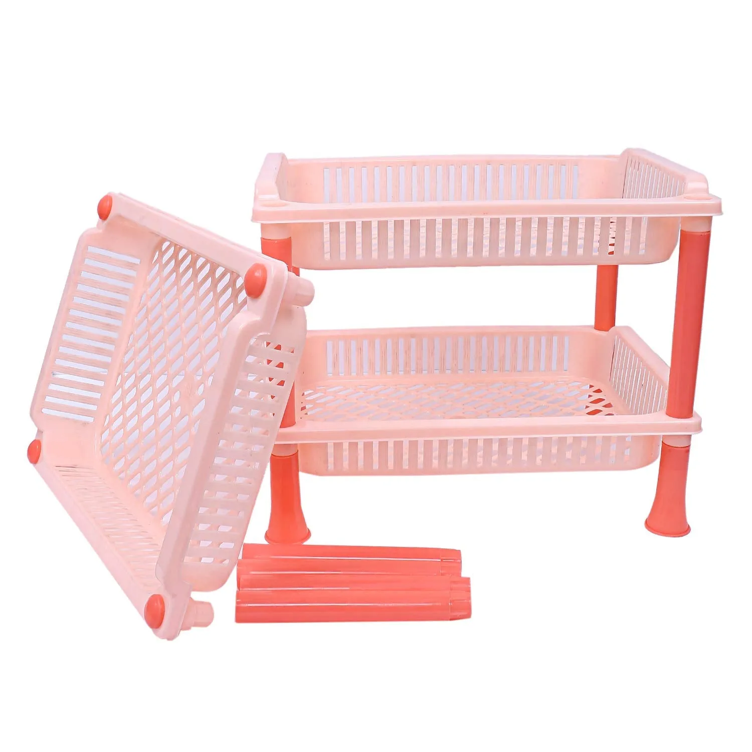 Kuber Industries Plastic 3 Layer Multi-Purpose Kitchen Storage Basket Rack (Beige)-Ctktc25251