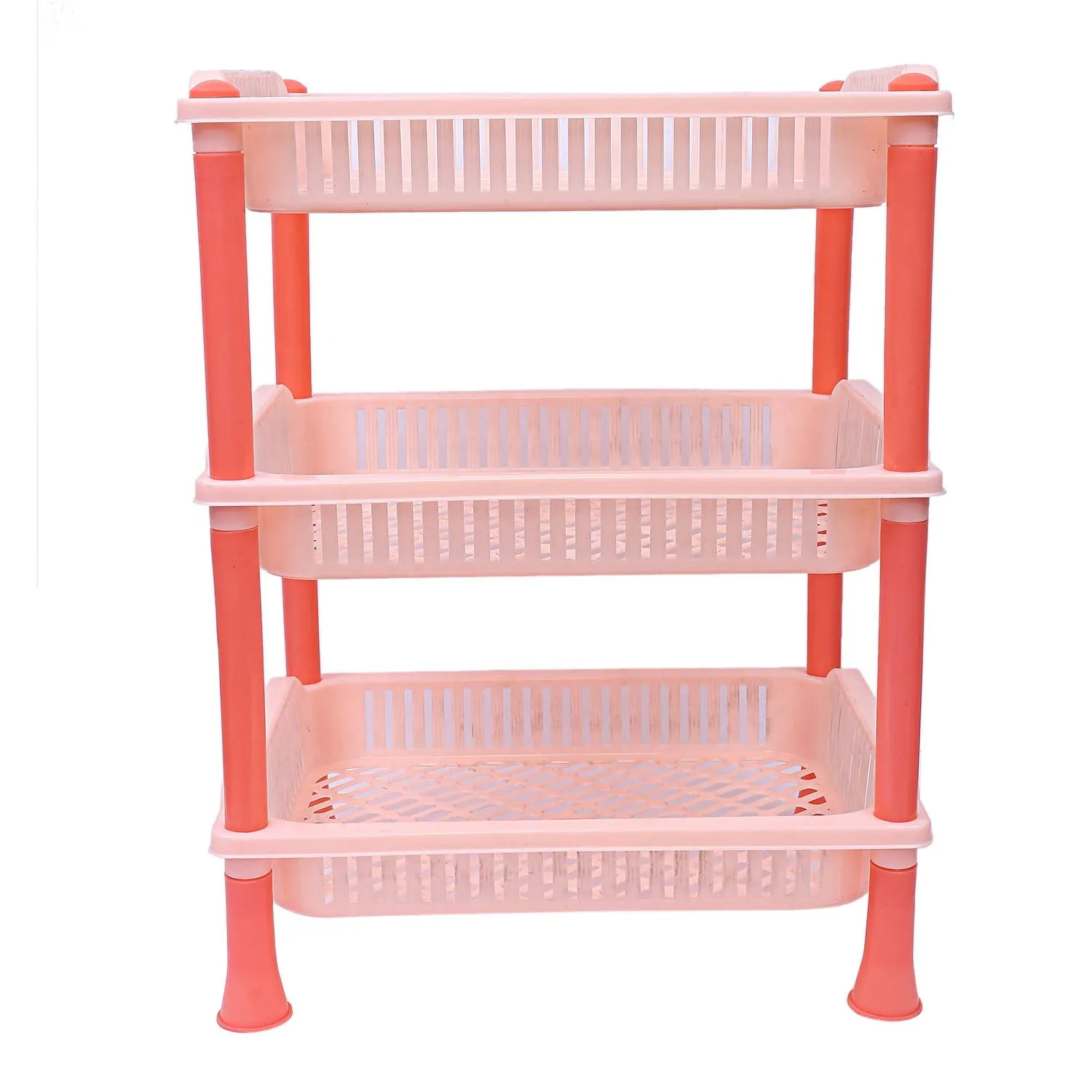 Kuber Industries Plastic 3 Layer Multi-Purpose Kitchen Storage Basket Rack (Beige)-Ctktc25251
