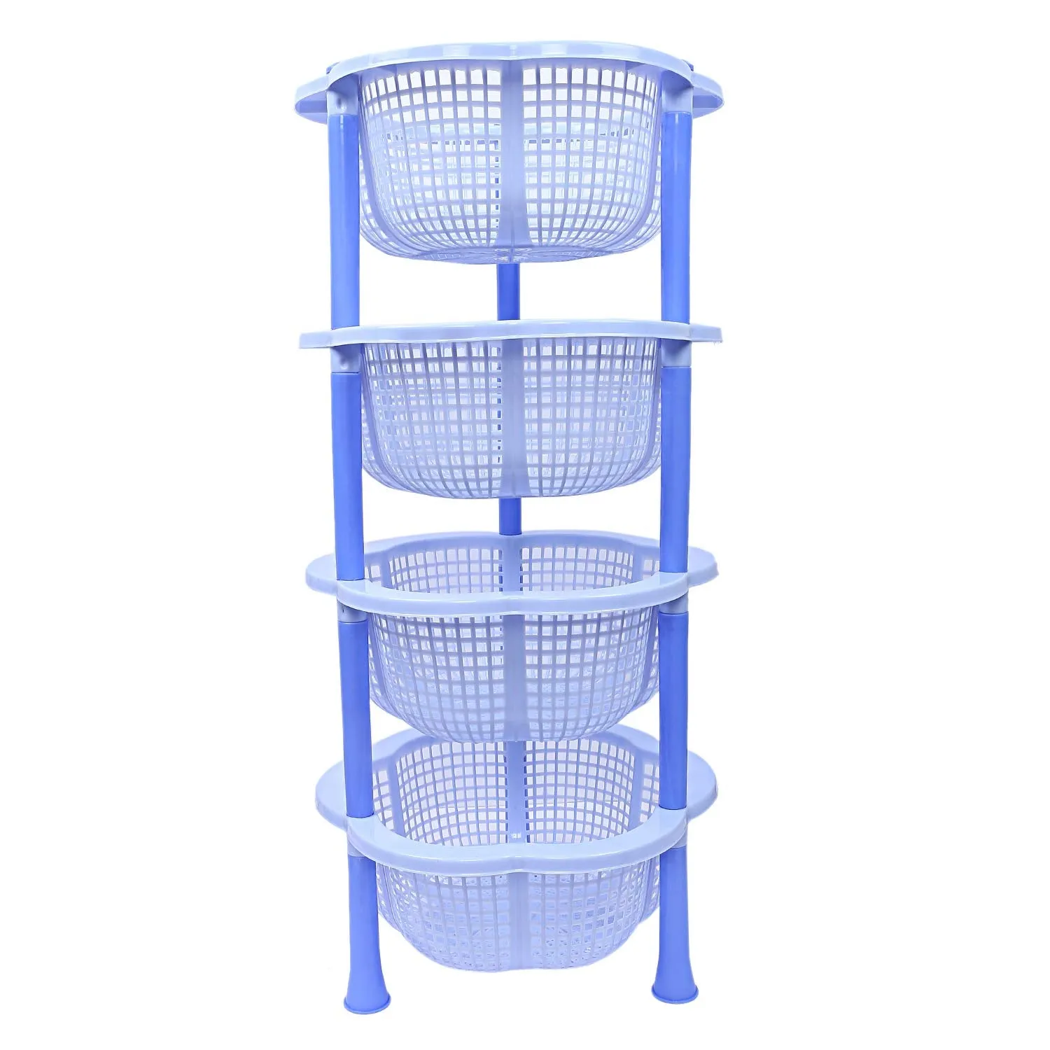 Kuber industries Plastic 4 Layer Multi-Purpose Kitchen Storage Basket Rack (Blue)-CTKTC13223