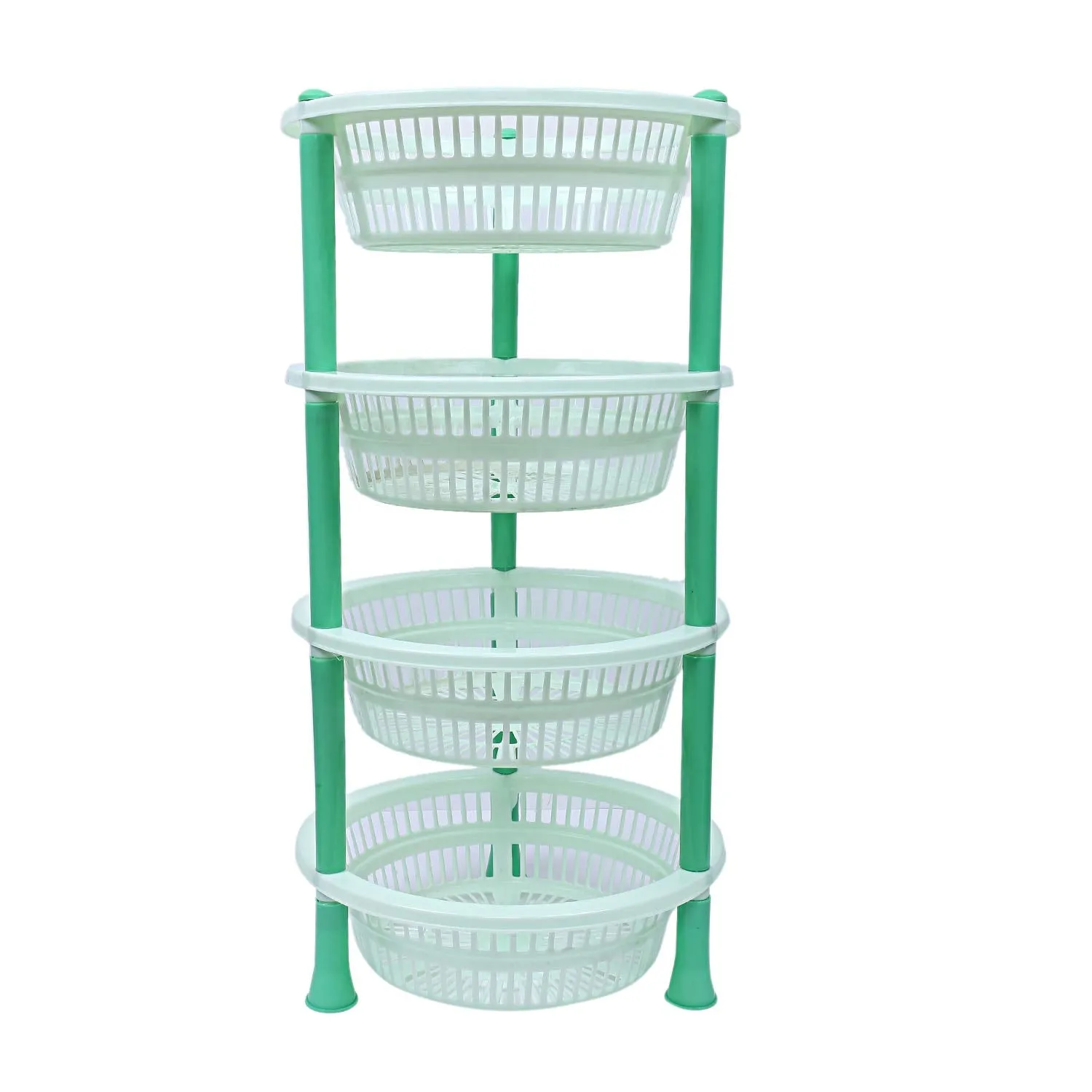 Kuber industries Plastic 4 Layer Multi-Purpose Kitchen Storage Basket Rack (Green)-CTKTC25210
