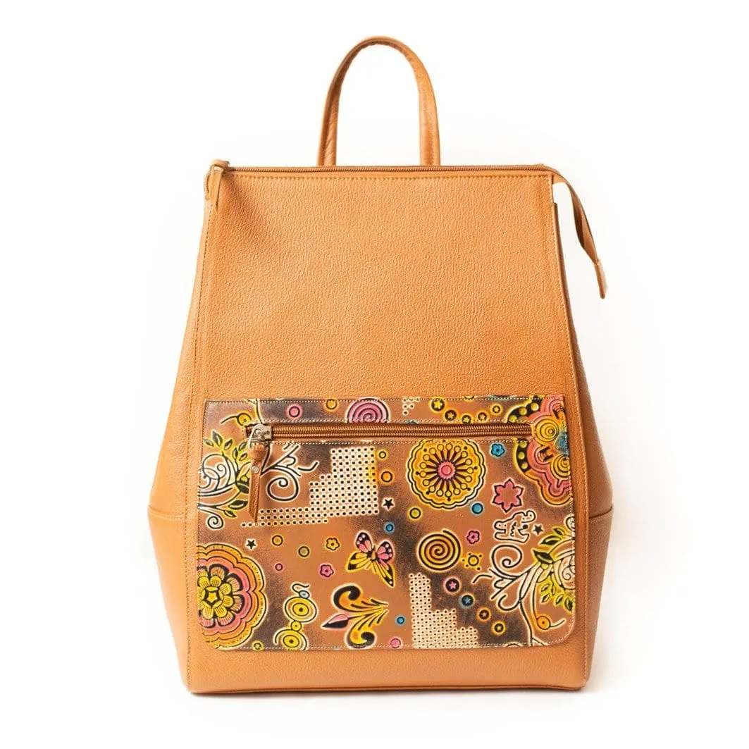 Leather Backpack | Hand Stamped & Hand Painted Designs