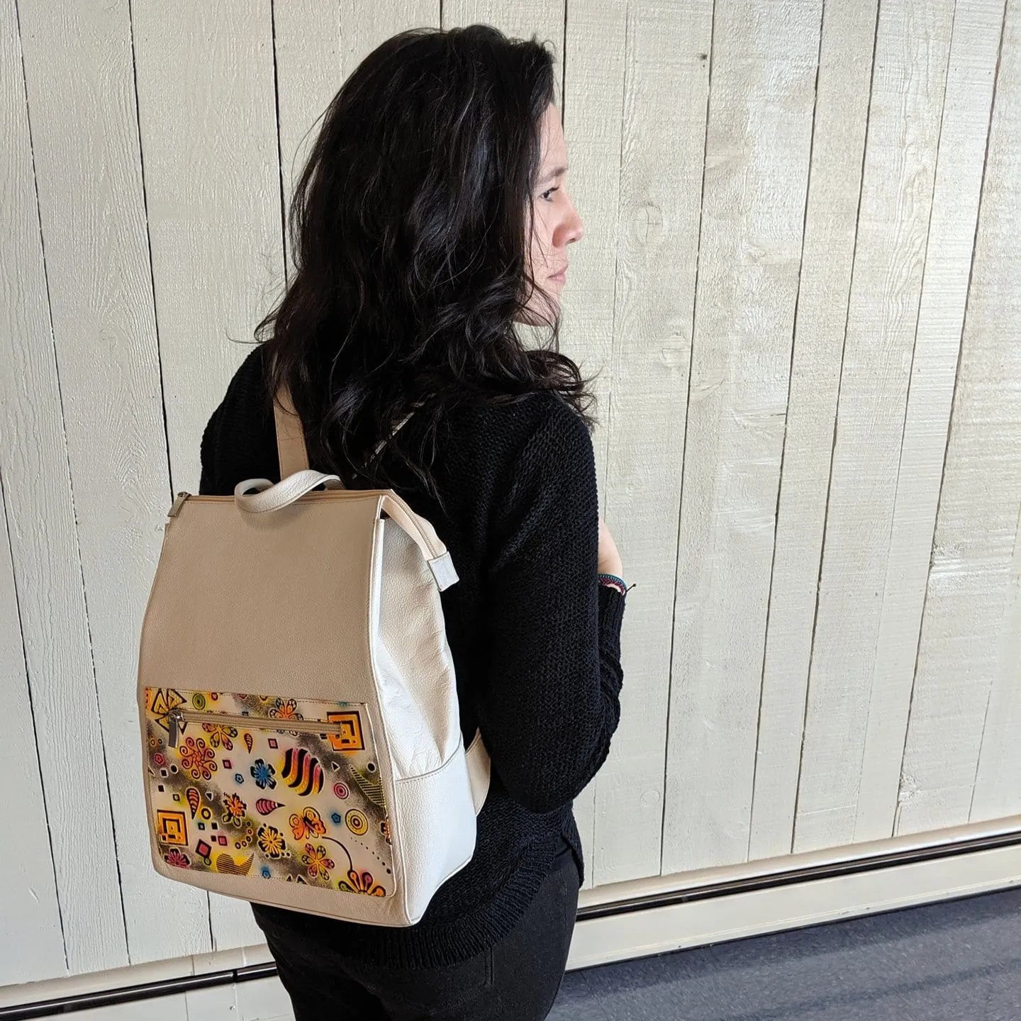 Leather Backpack | Hand Stamped & Hand Painted Designs