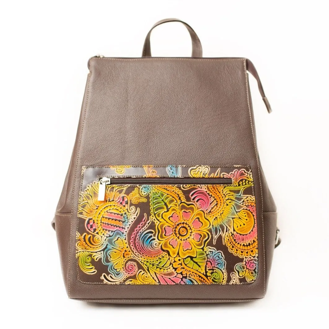 Leather Backpack | Hand Stamped & Hand Painted Designs
