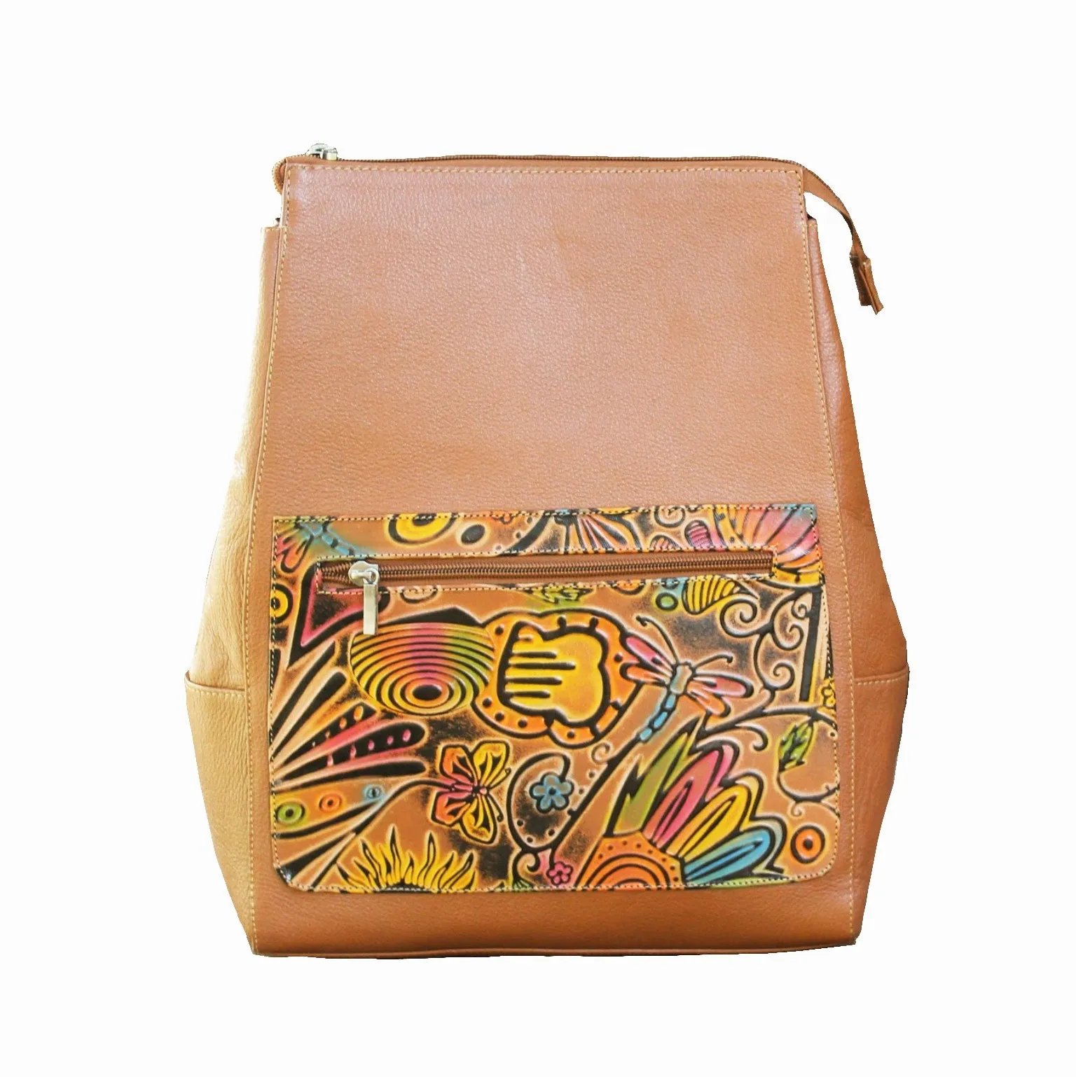 Leather Backpack | Hand Stamped & Hand Painted Designs
