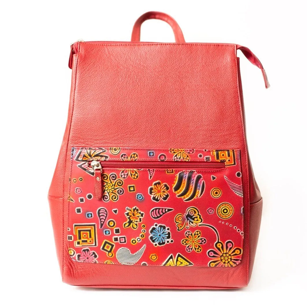 Leather Backpack | Hand Stamped & Hand Painted Designs