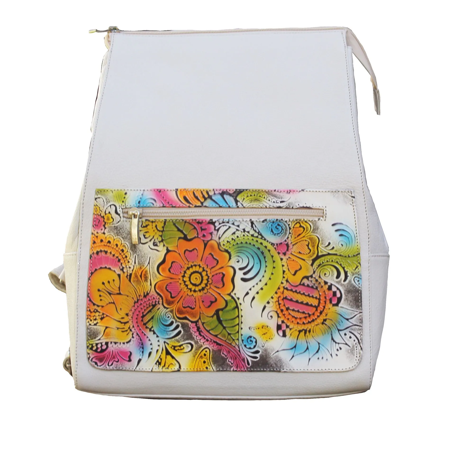 Leather Backpack | Hand Stamped & Hand Painted Designs